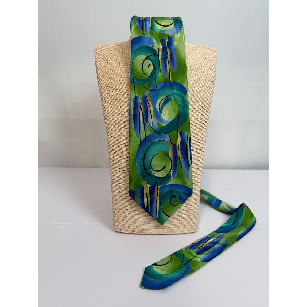 J Garcia Jerry Garcia Silk Tie Green Blue South of the Border Collection 38